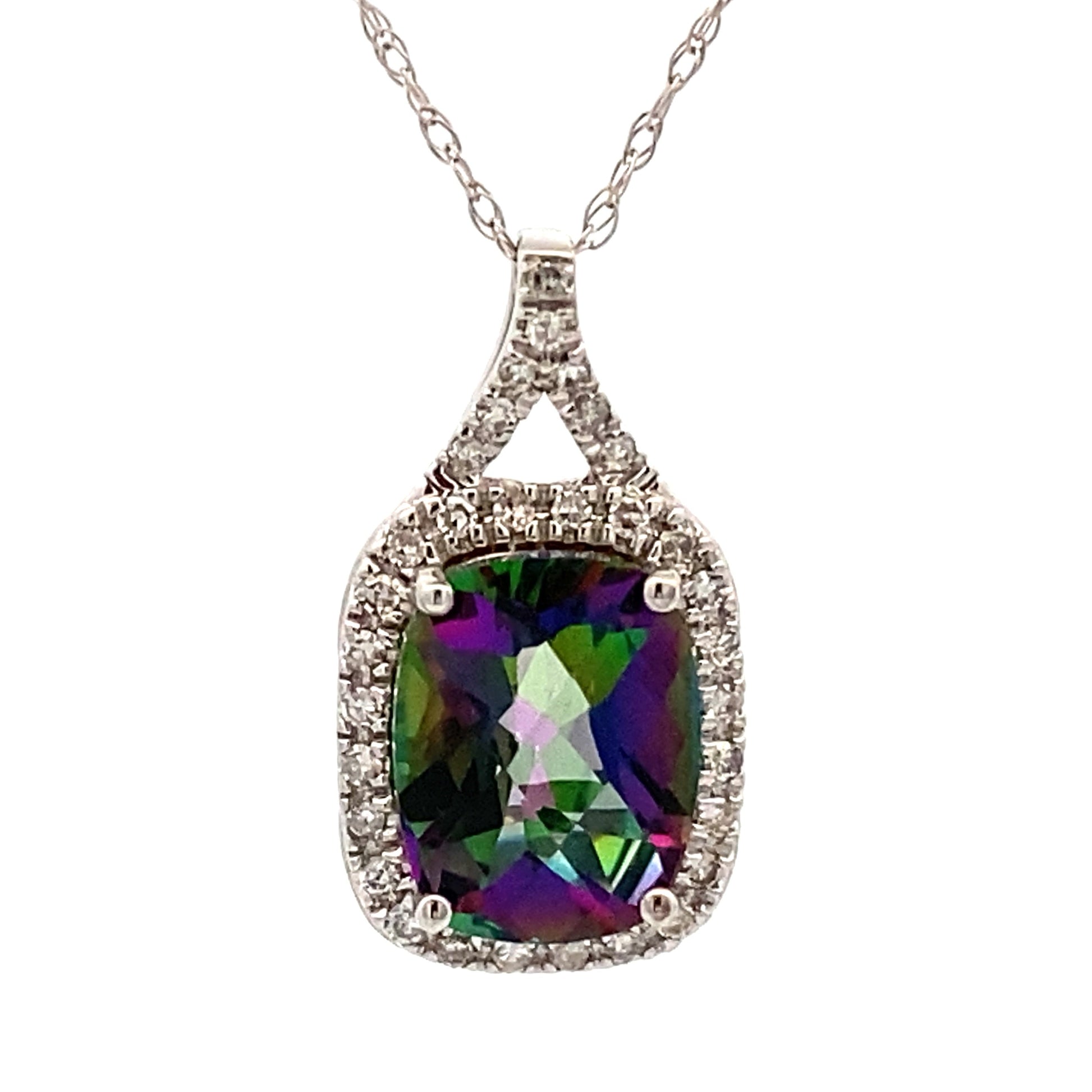 Mystic Fire Topaz Fashion Pendants 14KT White Gold Bids.com