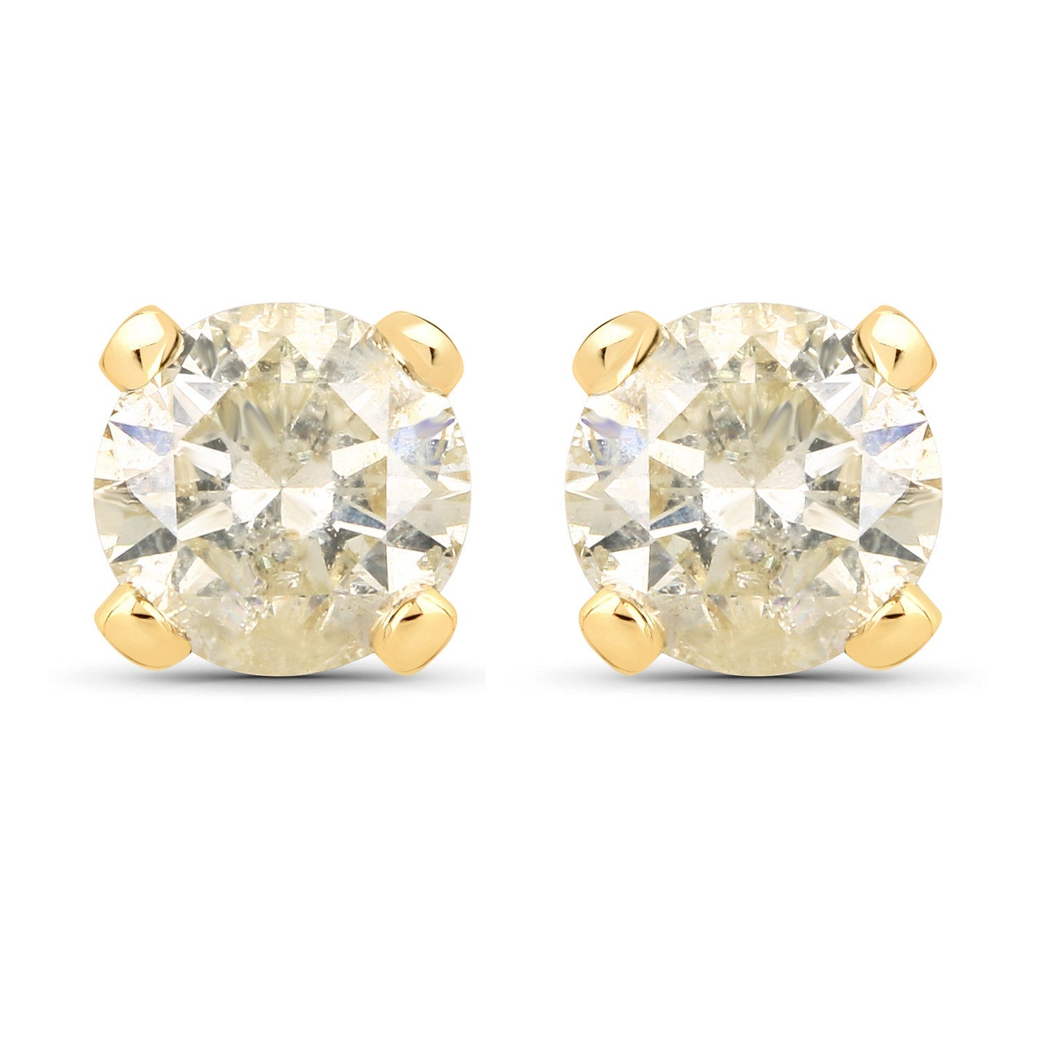 0.98 Carat Genuine LB Diamond 14K Yellow Gold Earrings Bids.com