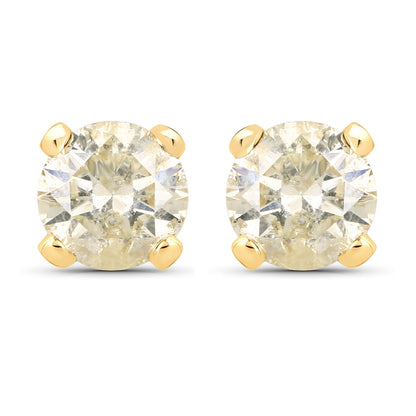 0.98 Carat Genuine LB Diamond 14K Yellow Gold Earrings Bids.com