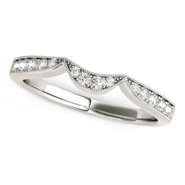 14k White Gold Milgrained Curved Wedding Diamond Band (1/6 cttw) Bids.com