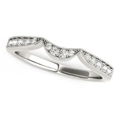 14k White Gold Milgrained Curved Wedding Diamond Band (1/6 cttw) Bids.com