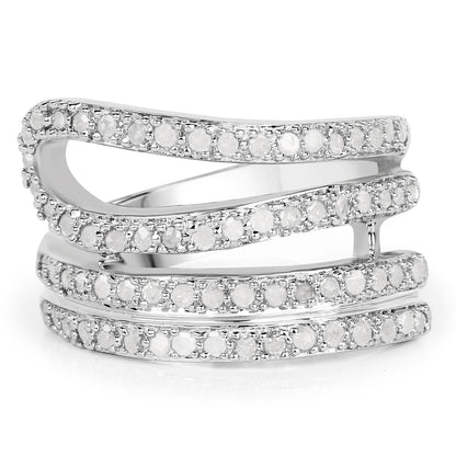 0.83 Carat Genuine White Diamond .925 Sterling Silver Ring Bids.com