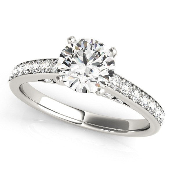 14k White Gold Single Row Prong Set Diamond Engagement Ring (1 3/8 cttw) Bids.com