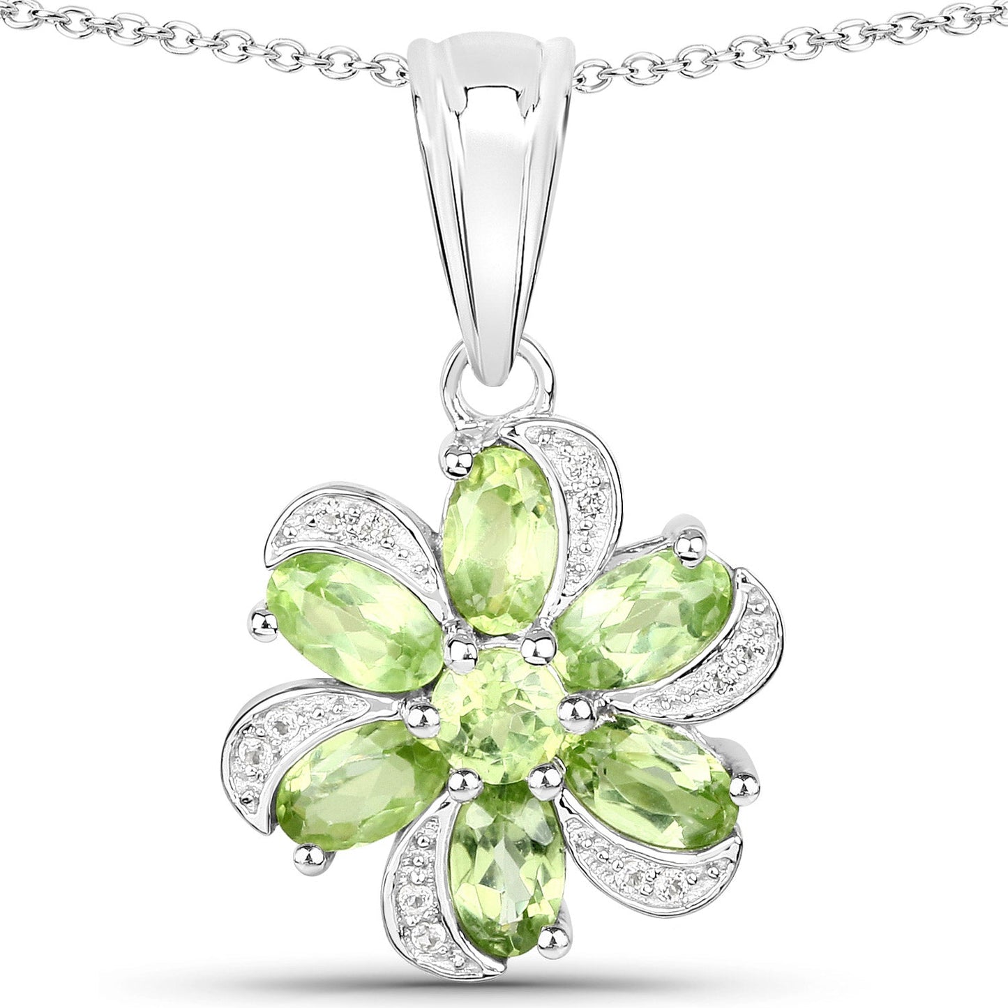 8.04 Carat Genuine Peridot and White Topaz .925 Sterling Silver 3 Piece Jewelry Set (Ring, Earrings, and Pendant w/ Chain) Bids.com