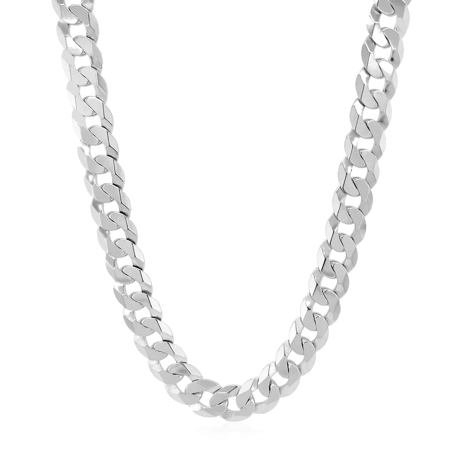 Rhodium Plated 7.2mm Sterling Silver Curb Style Chain Bids.com