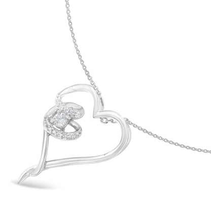 .925 Sterling Silver 1/10 cttw Diamond Heart Pendant Necklace (H-I, I1-I2) Bids.com