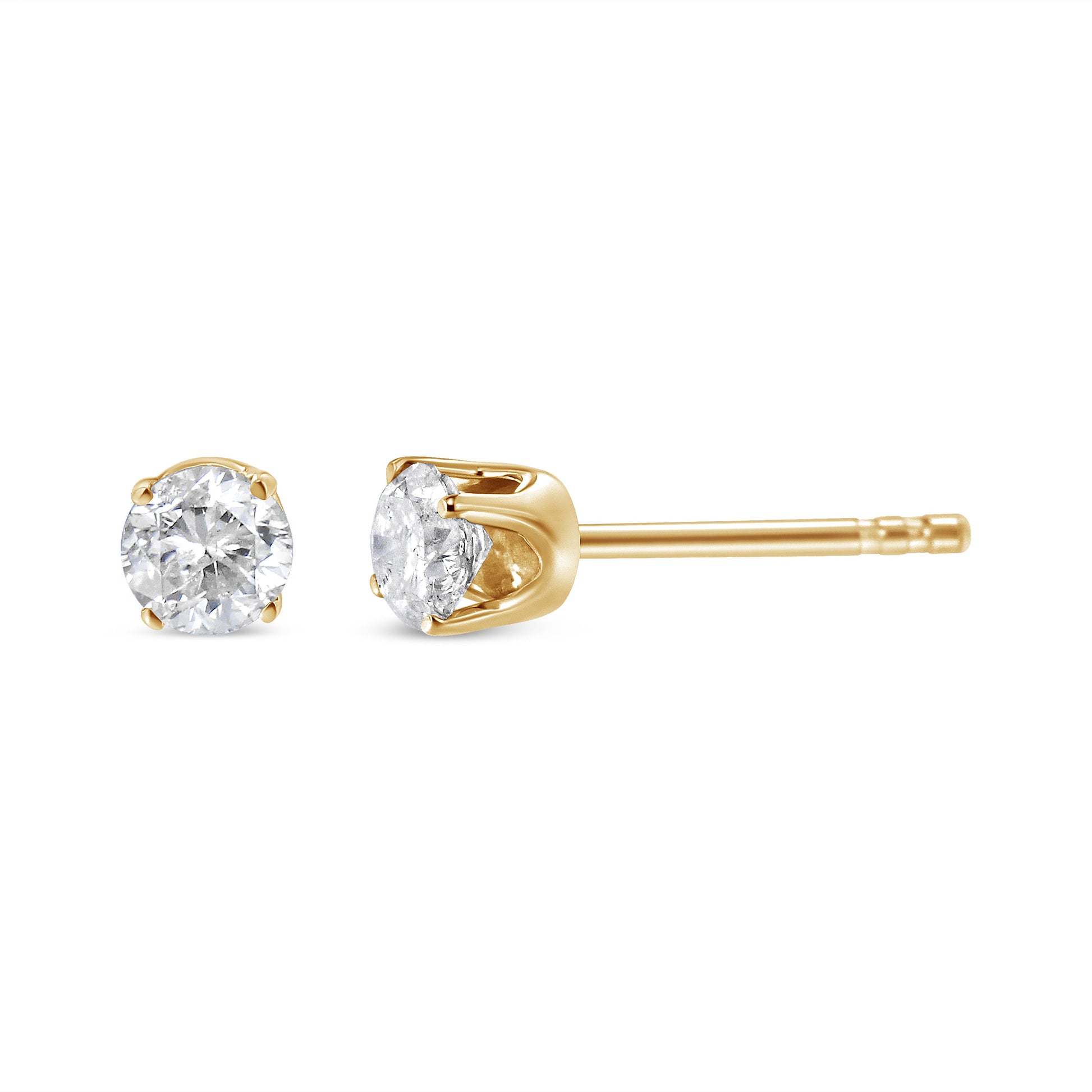 AGS Certified 14K Yellow Gold 1/2 Cttw 4 Prong Set Brilliant Round-Cut Solitaire Diamond Push Back Stud Earrings (O-P, Color, SI2-I1 Clarity) Bids.com