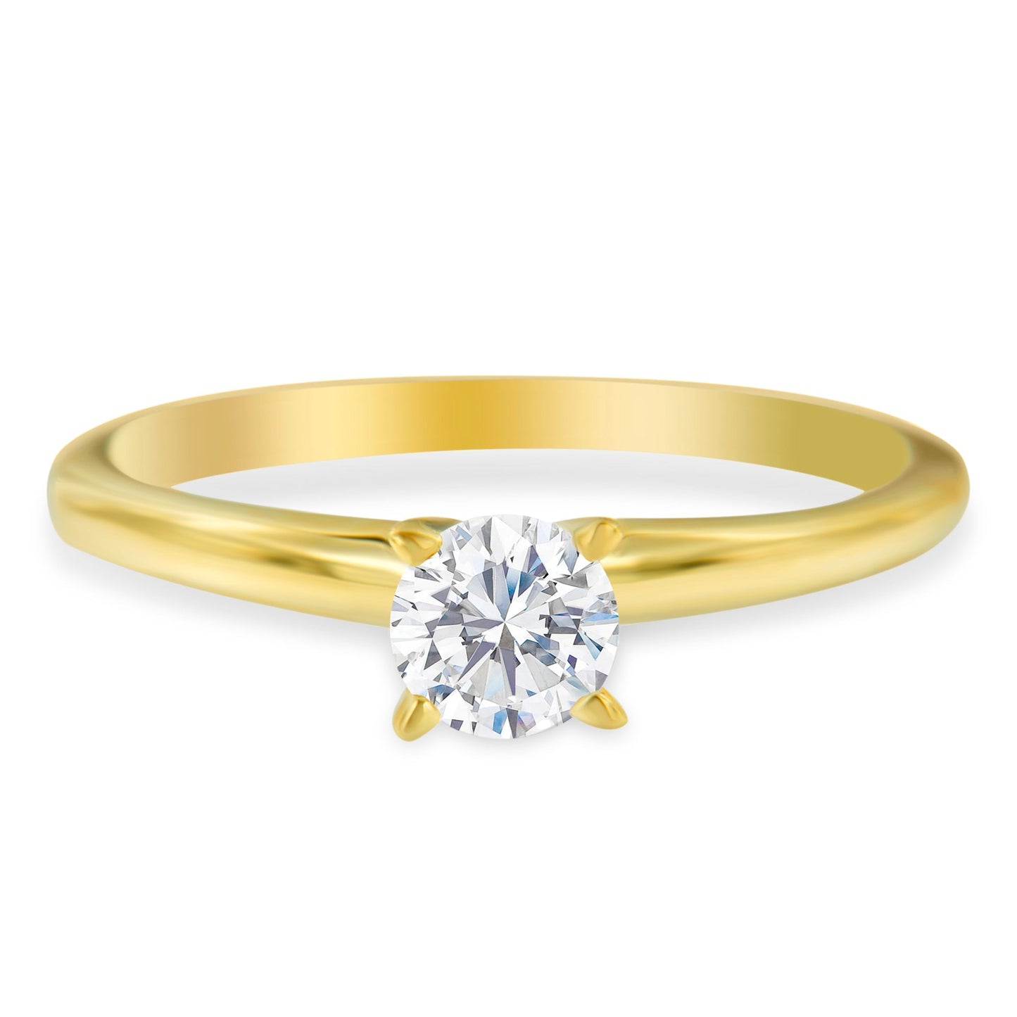 GIA Certified 14K Yellow Gold 1/2 Cttw Diamond Solitaire Engagement Ring (H Color, SI1 Clarity) - Size 6 Bids.com
