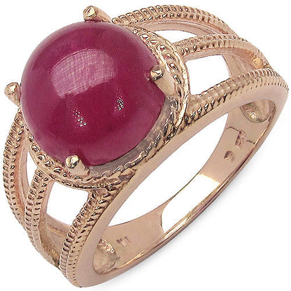14K Rose Gold Plated 6.55 Carat Genuine Glass Filled Ruby .925 Sterling Silver Ring Bids.com