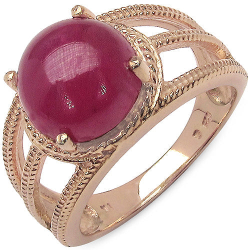 14K Rose Gold Plated 6.55 Carat Genuine Glass Filled Ruby .925 Sterling Silver Ring Bids.com