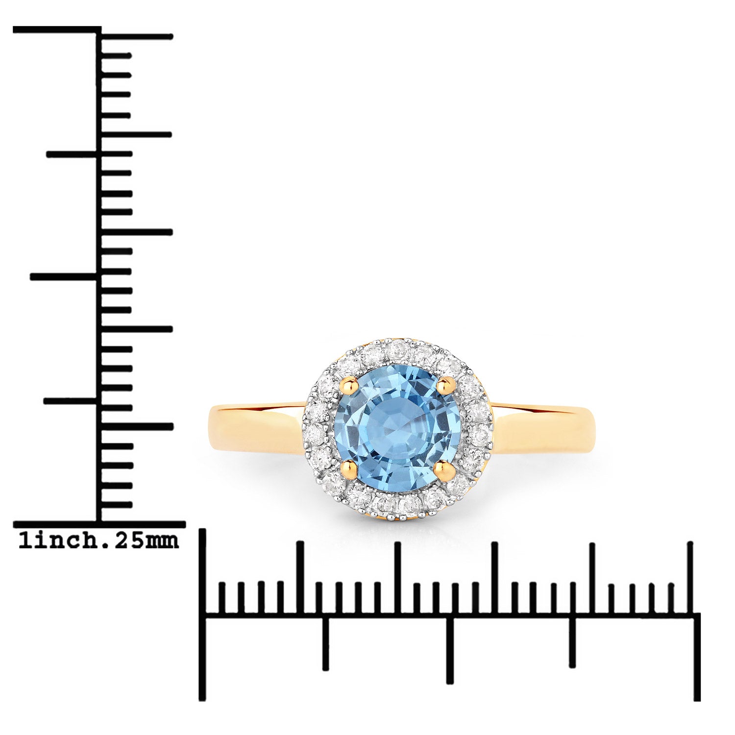 1.03 Carat Genuine Blue Sapphire and White Diamond 14K Yellow Gold Ring Bids.com