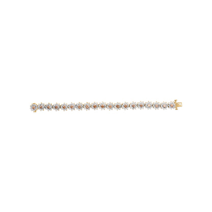 14K Yellow Gold 8.00 Cttw Champagne Diamond Floral Cluster Halo Link Bracelet (H-I Color, I1-I2 Clarity) Bids.com
