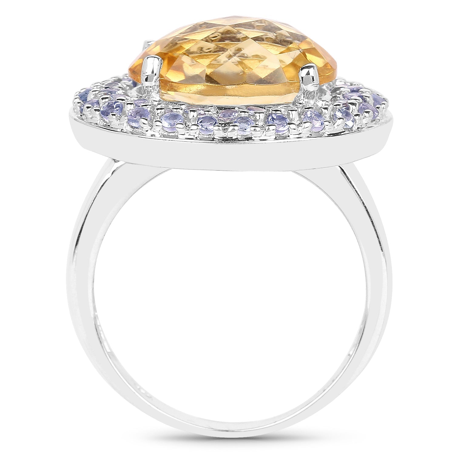 5.78 Carat Genuine Citrine and Tanzanite .925 Sterling Silver Ring Bids.com
