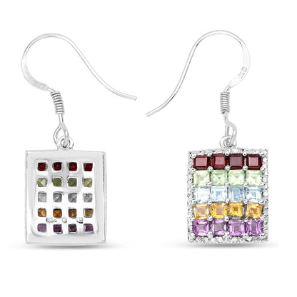 4.32 Carat Genuine Multi Stones .925 Sterling Silver Earrings Bids.com