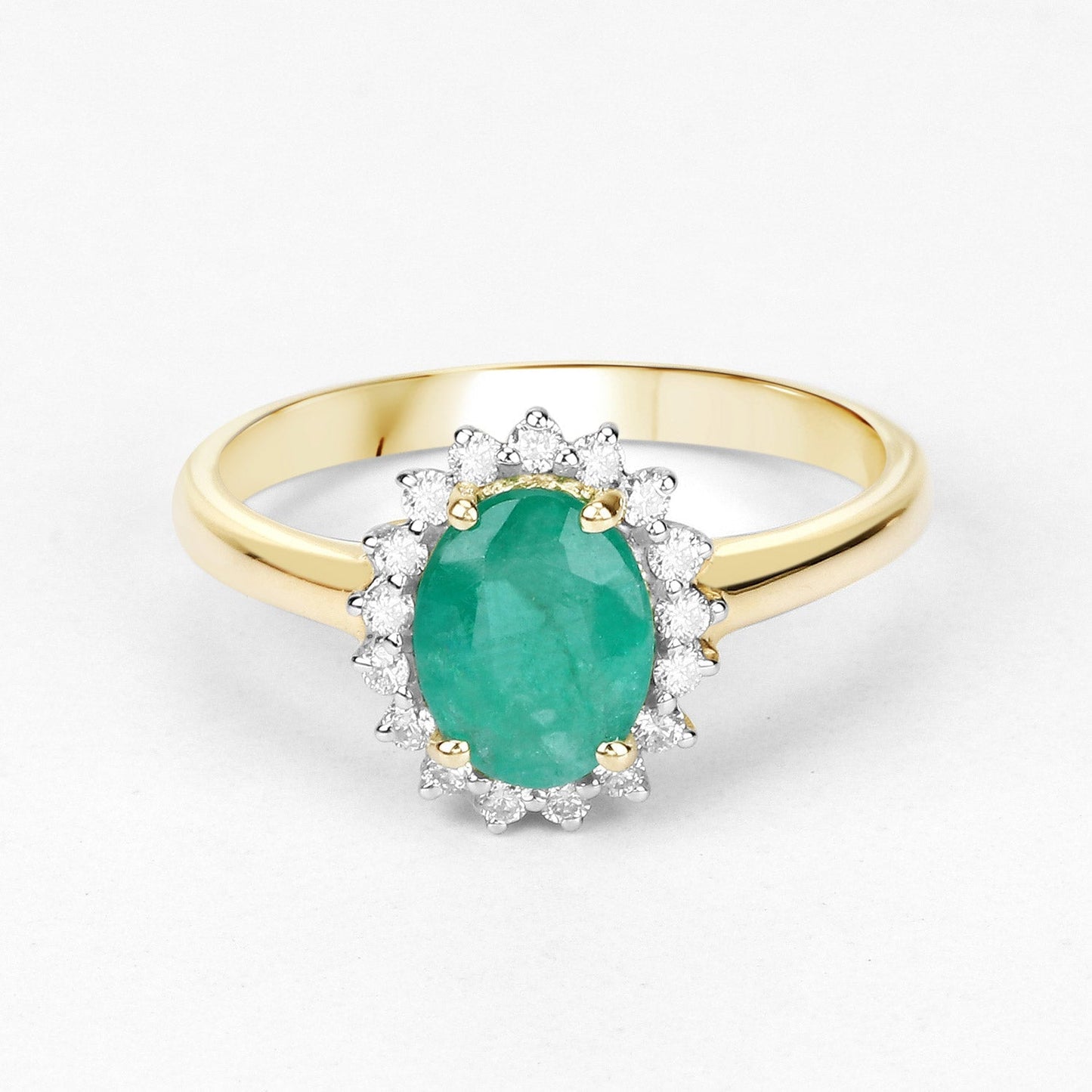 1.39 Carat Genuine Zambian Emerald and White Diamond 10K Yellow Gold Ring Bids.com