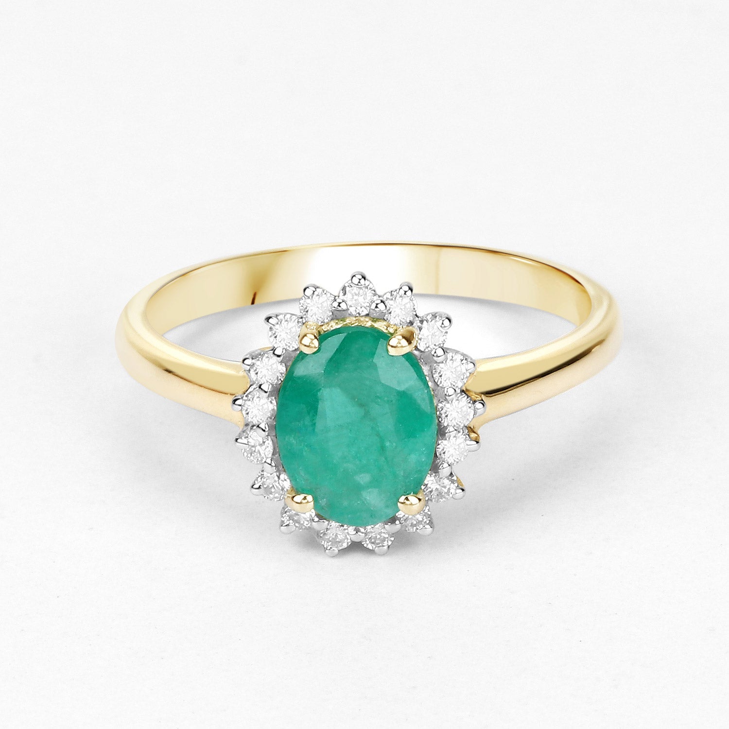 1.39 Carat Genuine Zambian Emerald and White Diamond 10K Yellow Gold Ring Bids.com