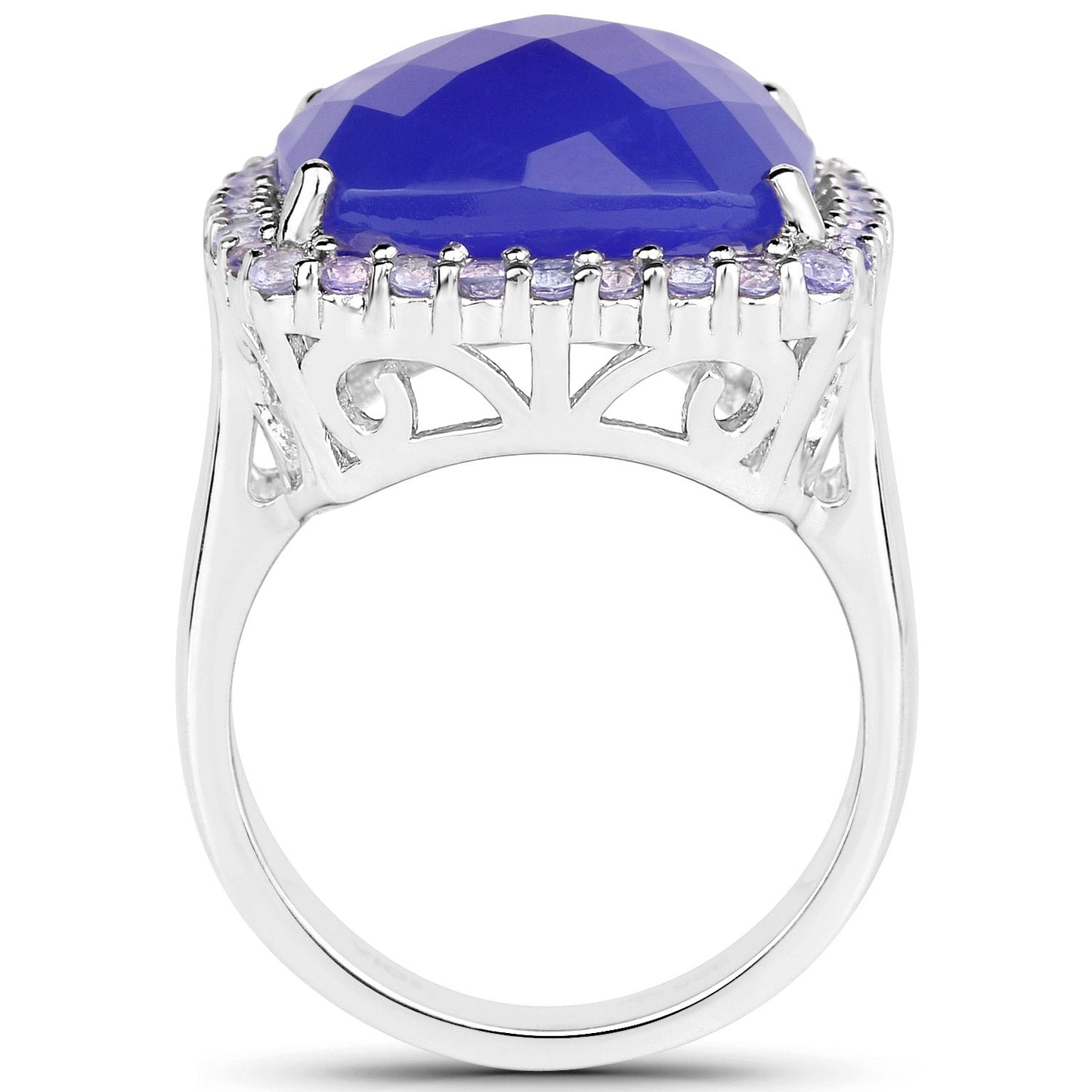 11.56 Carat Genuine Blue Chelcedonia and Tanzanite .925 Sterling Silver Ring Bids.com