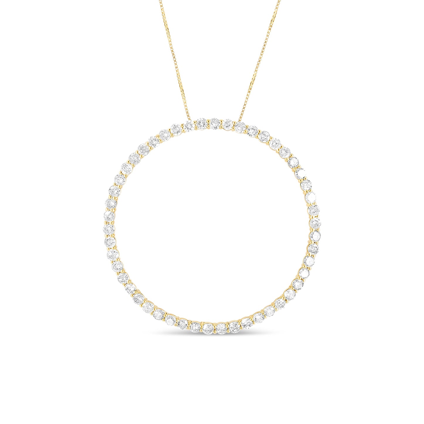 10K Yellow Gold Plated .925 Sterling Silver 4 Cttw Diamond Circle Hoop 18" Pendant Necklace (J-K Color, I1-I2 Clarity) Bids.com