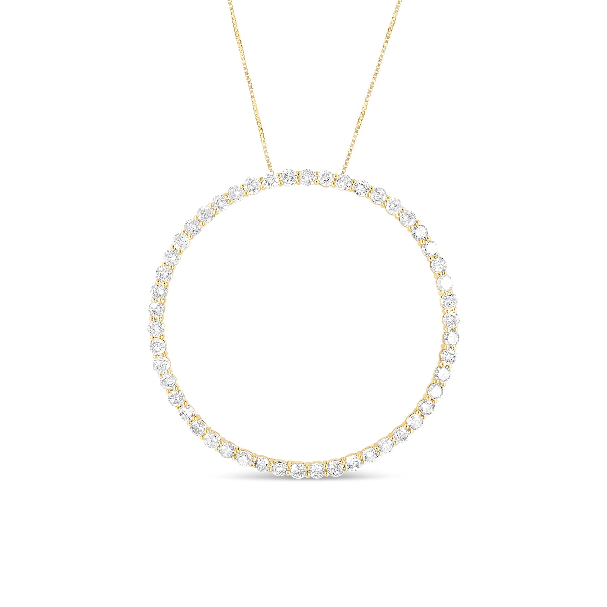 10K Yellow Gold Plated .925 Sterling Silver 4 Cttw Diamond Circle Hoop 18" Pendant Necklace (J-K Color, I1-I2 Clarity) Bids.com