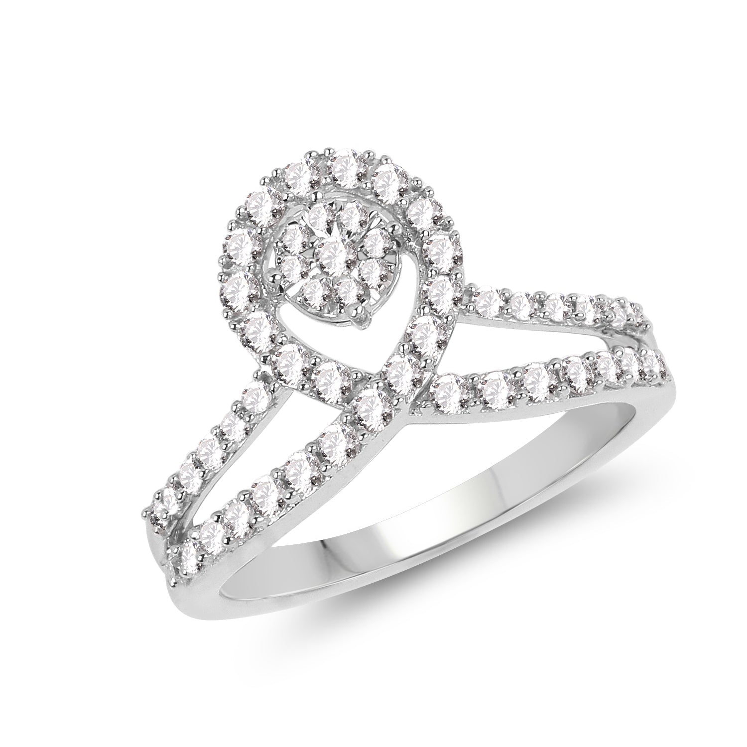 0.54 Carat Genuine White Diamond 14K White Gold Ring (G-H Color, SI1-SI2 Clarity) Bids.com
