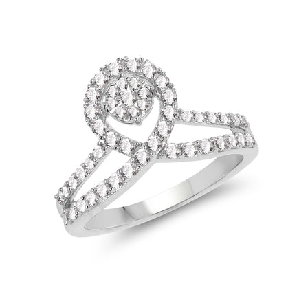 0.54 Carat Genuine White Diamond 14K White Gold Ring (G-H Color, SI1-SI2 Clarity) Bids.com