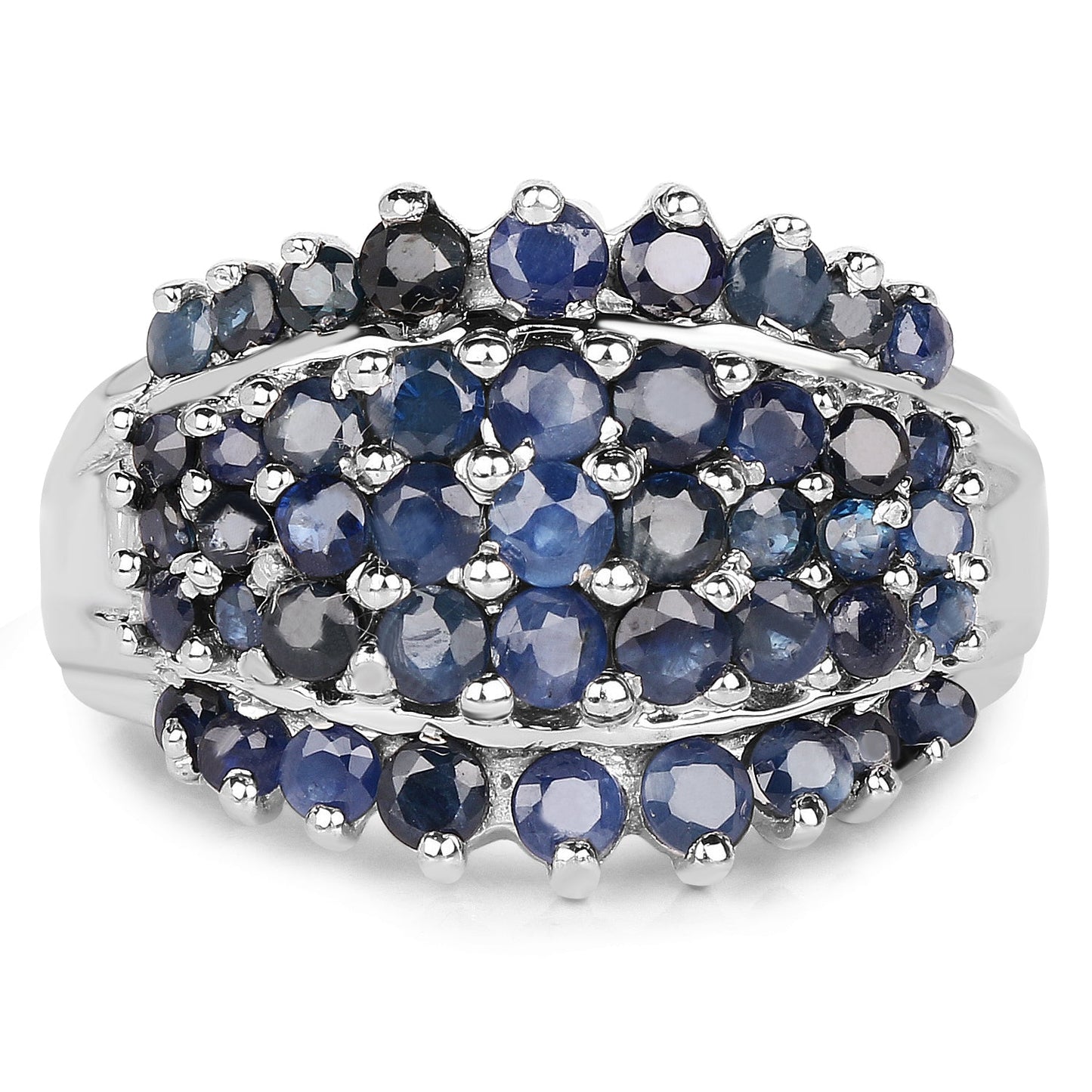 2.70 Carat Genuine Blue Sapphire .925 Sterling Silver Ring Bids.com