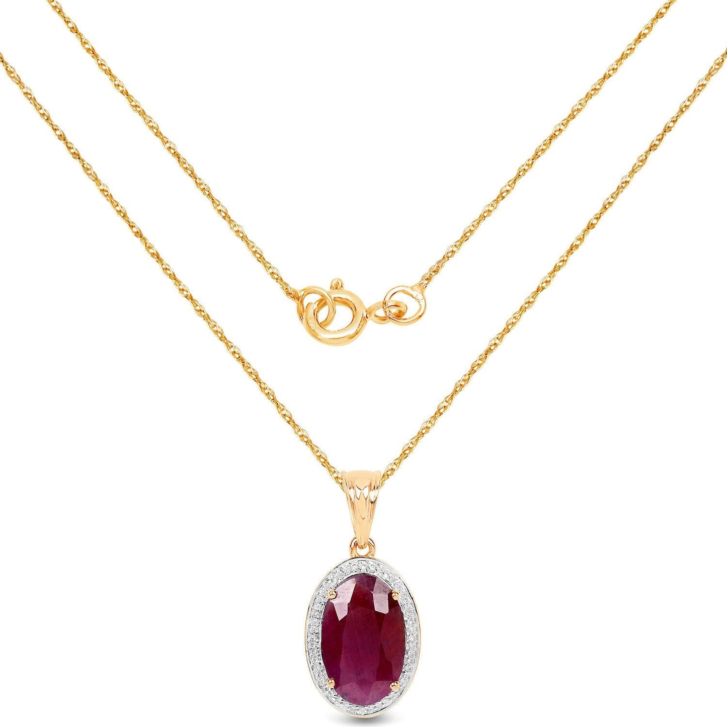 6.40 Carat Genuine Ruby and White Diamond 14K Yellow Gold Pendant Bids.com