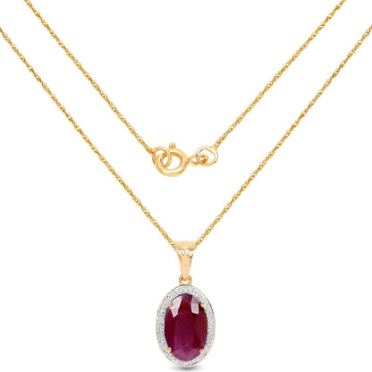 6.40 Carat Genuine Ruby and White Diamond 14K Yellow Gold Pendant Bids.com