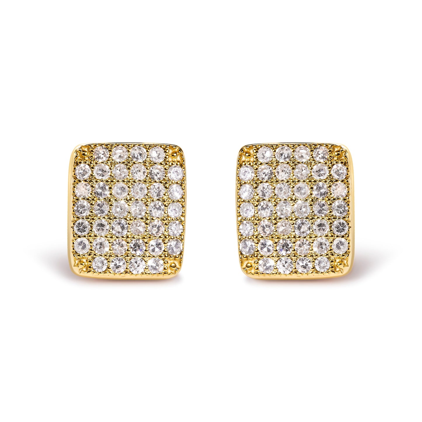 14K Yellow Gold 1/2 Cttw Diamond Square Shaped Composite Cluster Stud  Earrings (I-J Color, I1-I2 Clarity) Bids.com
