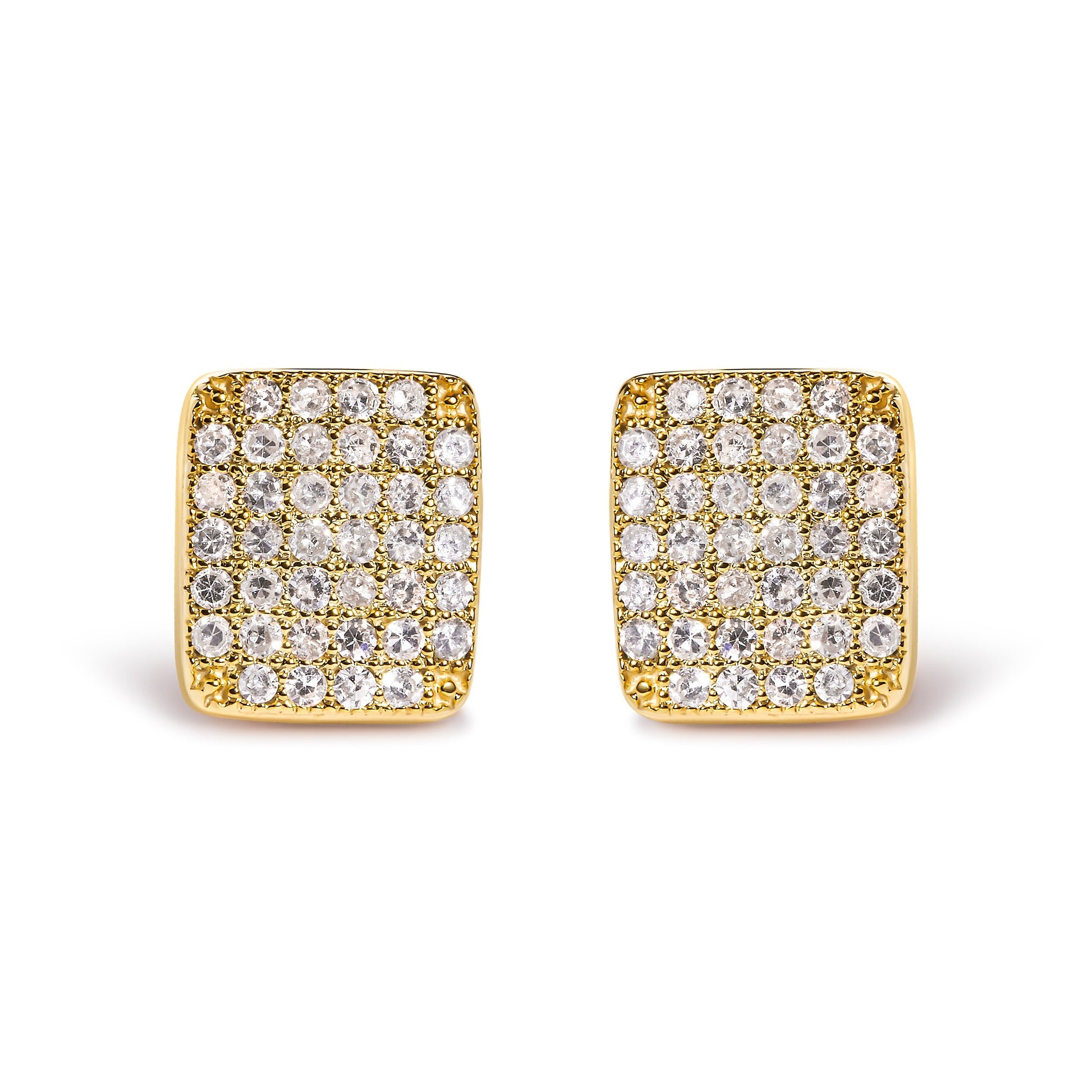 14K Yellow Gold 1/2 Cttw Diamond Square Shaped Composite Cluster Stud  Earrings (I-J Color, I1-I2 Clarity) Bids.com