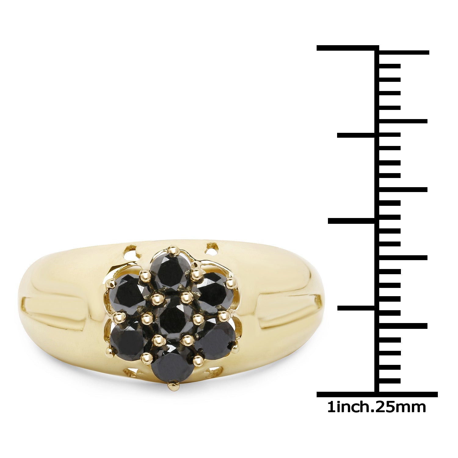 14K Yellow Gold Plated 0.98 Carat Genuine Black Diamond .925 Sterling Silver Ring Bids.com