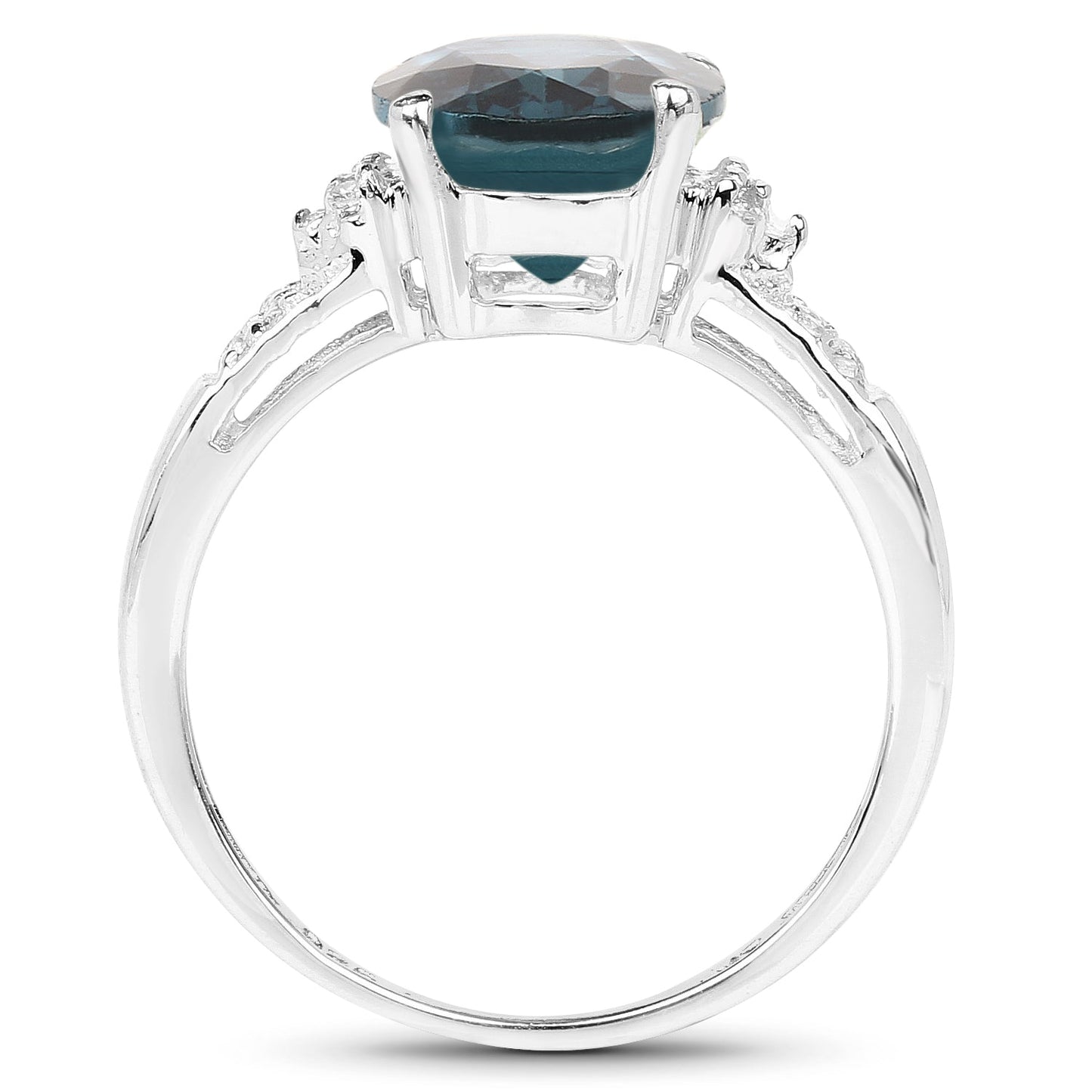 2.64 Carat Genuine London Blue Topaz and White Topaz .925 Sterling Silver Ring Bids.com