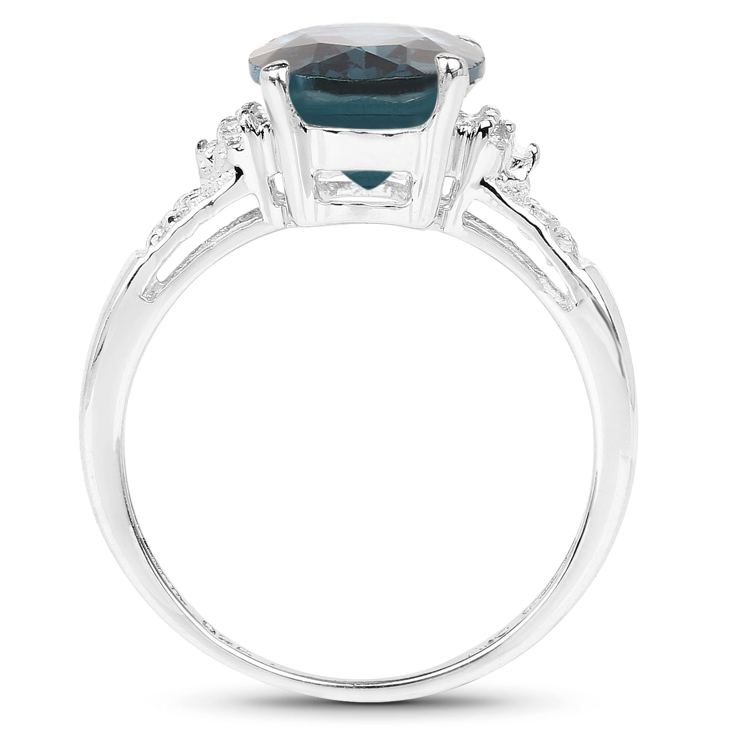 2.64 Carat Genuine London Blue Topaz and White Topaz .925 Sterling Silver Ring Bids.com