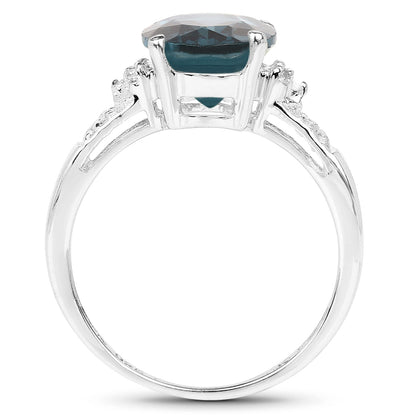 2.64 Carat Genuine London Blue Topaz and White Topaz .925 Sterling Silver Ring Bids.com