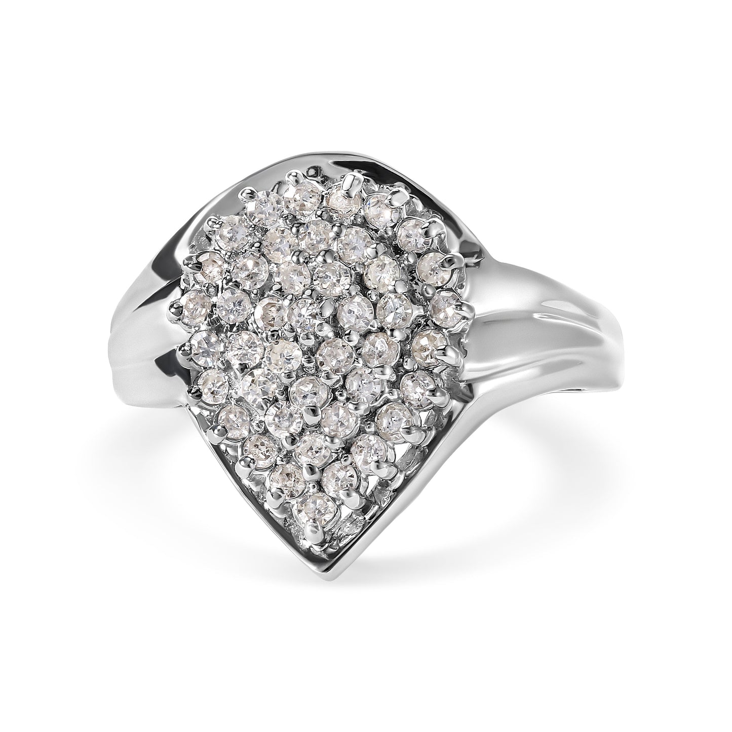 10K White Gold 1/2 Cttw Diamond Pear Shaped Cluster Ring (H-I Color, I1-I2 Clarity) - Ring Size 7 Bids.com