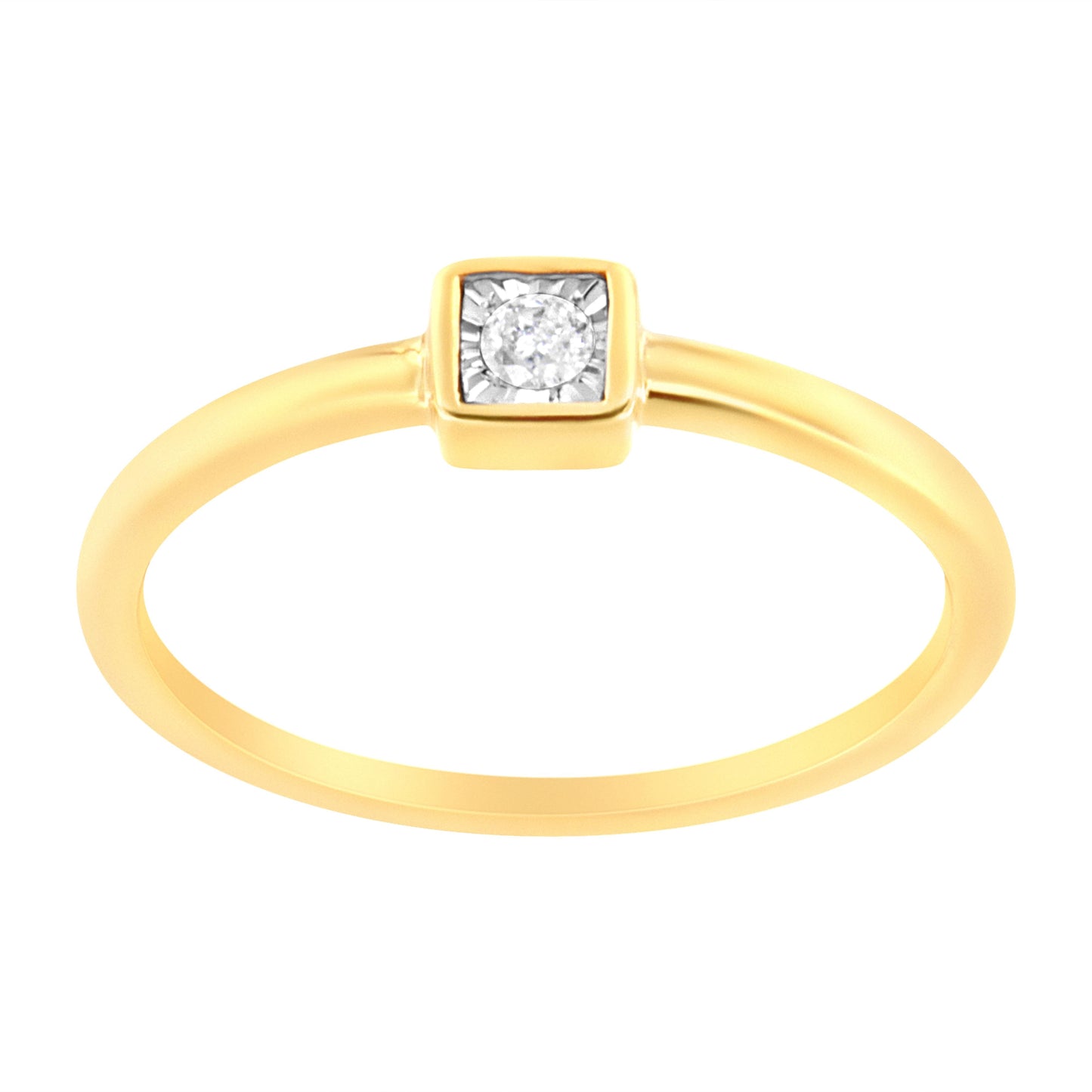 14K Yellow Gold Plated .925 Sterling Silver 1/20 cttw Miracle Set Diamond Promise Ring (J-K Color, I1-I2 Clarity) - Size 6 Bids.com