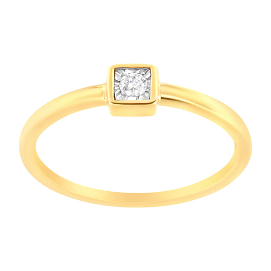 14K Yellow Gold Plated .925 Sterling Silver 1/20 cttw Miracle Set Diamond Promise Ring (J-K Color, I1-I2 Clarity) - Size 6 Bids.com