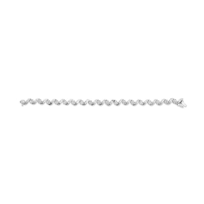 14K White Gold 2.00 Cttw Diamond Cluster and Spiral Link Bracelet (I-J Color, I1-I2 Clarity) - 7" Bids.com
