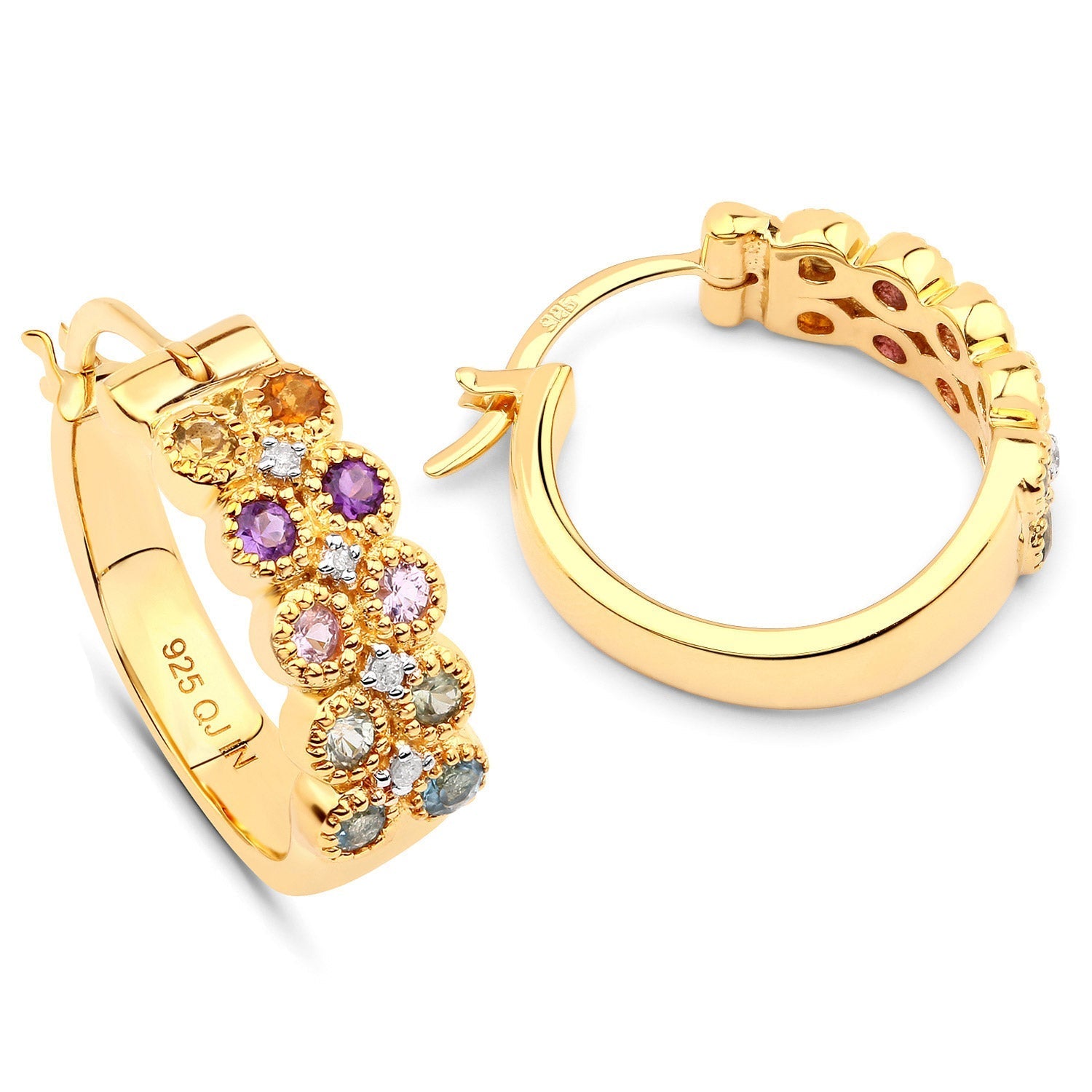 0.76 Carat Genuine Multi Stones .925 Sterling Silver Earrings Bids.com