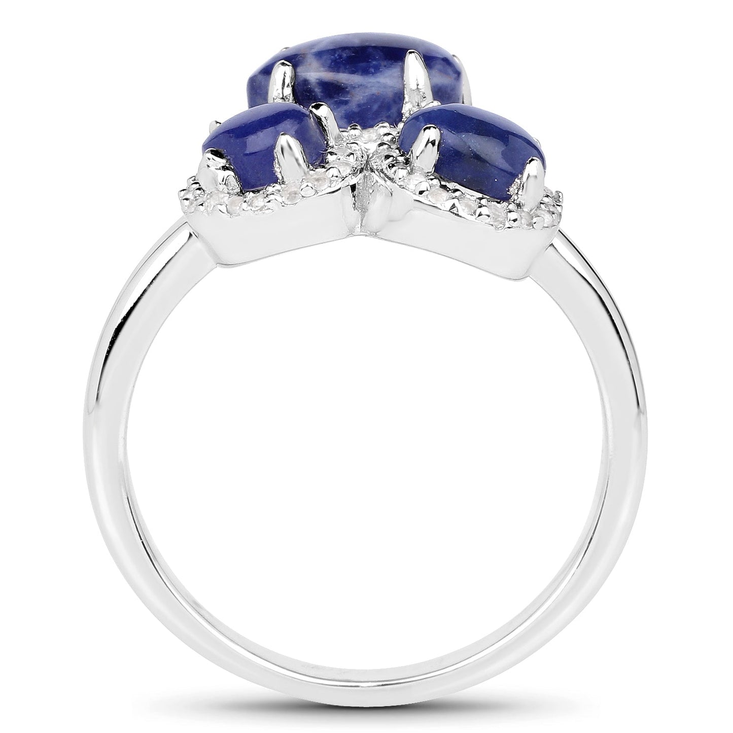 2.28 Carat Genuine Blue Aventurine And White Topaz .925 Sterling Silver Ring Bids.com