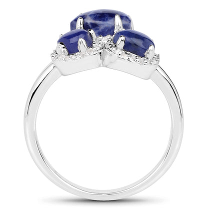 2.28 Carat Genuine Blue Aventurine And White Topaz .925 Sterling Silver Ring Bids.com
