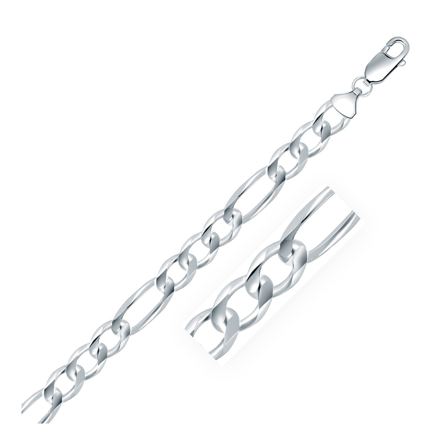 Rhodium Plated 8.8mm Sterling Silver Figaro Style Chain Bids.com