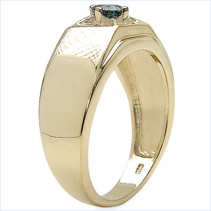 14K Yellow Gold Plated 0.25 Carat Genuine Blue Diamond .925 Sterling Silver Ring Bids.com