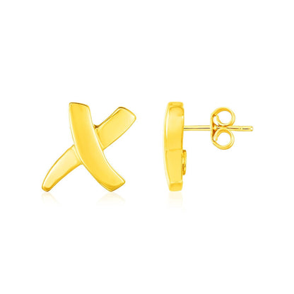 14K Yellow Gold X Earrings Bids.com