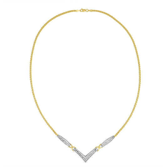 14K Yellow and White Gold 2.0 Cttw Princess Cut Diamond Flared and X-Station V Shaped 18â€ Franco Chain Statement Necklace (H-I Color, SI2-I1 Clarity) Bids.com