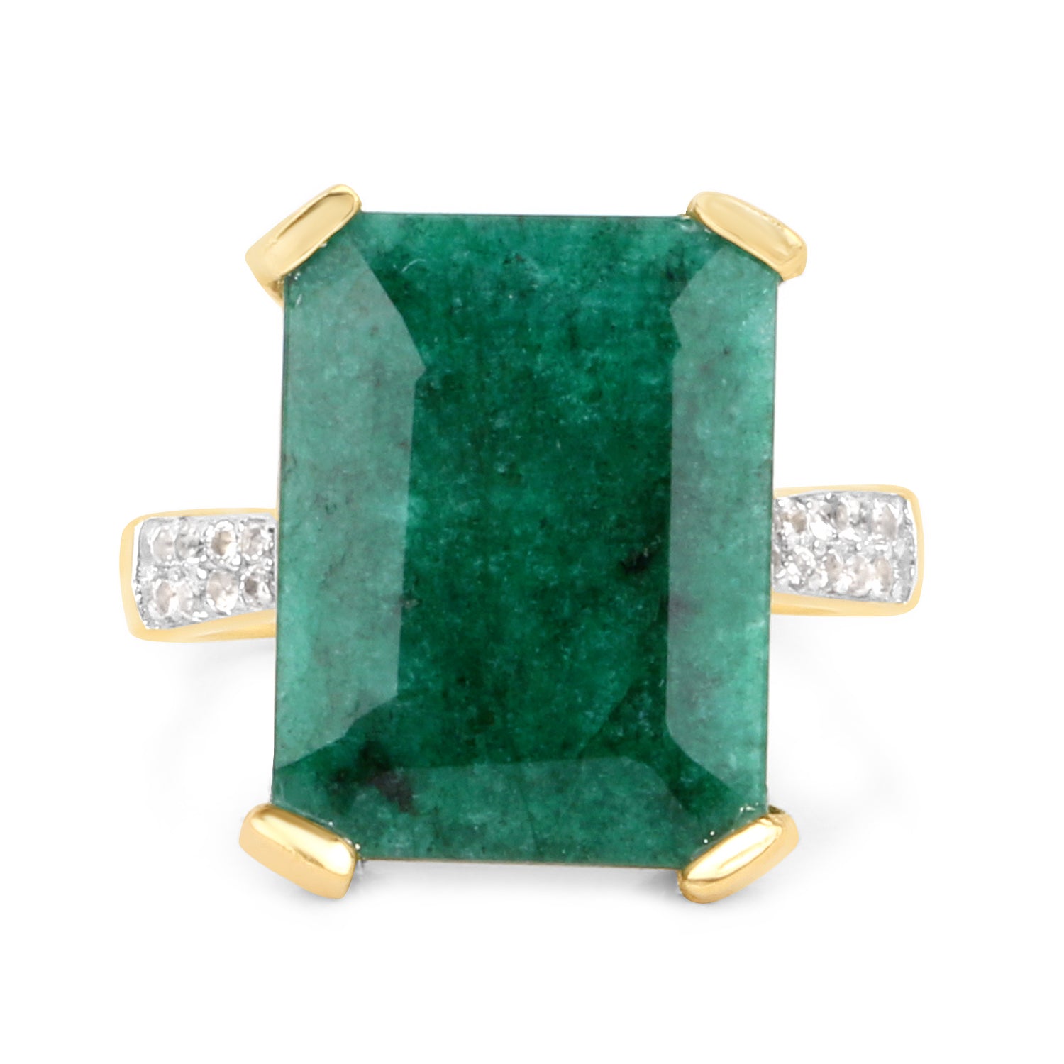 7.64 Carat Dyed Emerald and White Diamond .925 Sterling Silver Ring Bids.com