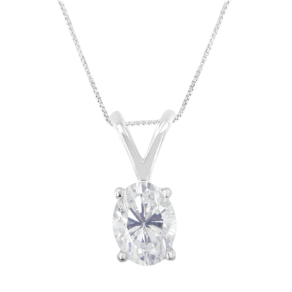 IGI Certified 10K White Gold 3/8 cttw Prong Set Diamond Oval Pendant Necklace (I-J Color, I1 Clarity) - Size 18" Bids.com