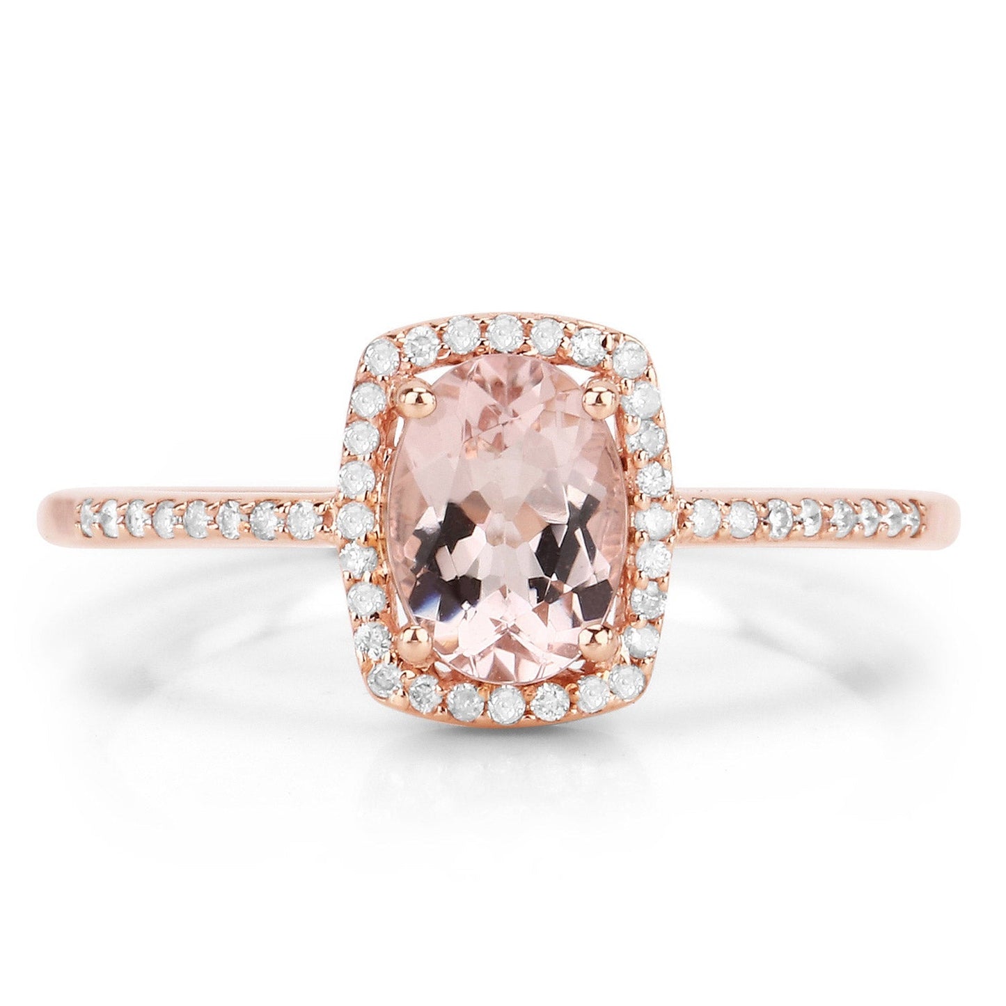 0.82 Carat Genuine Morganite and White Diamond 14K Rose Gold Ring Bids.com