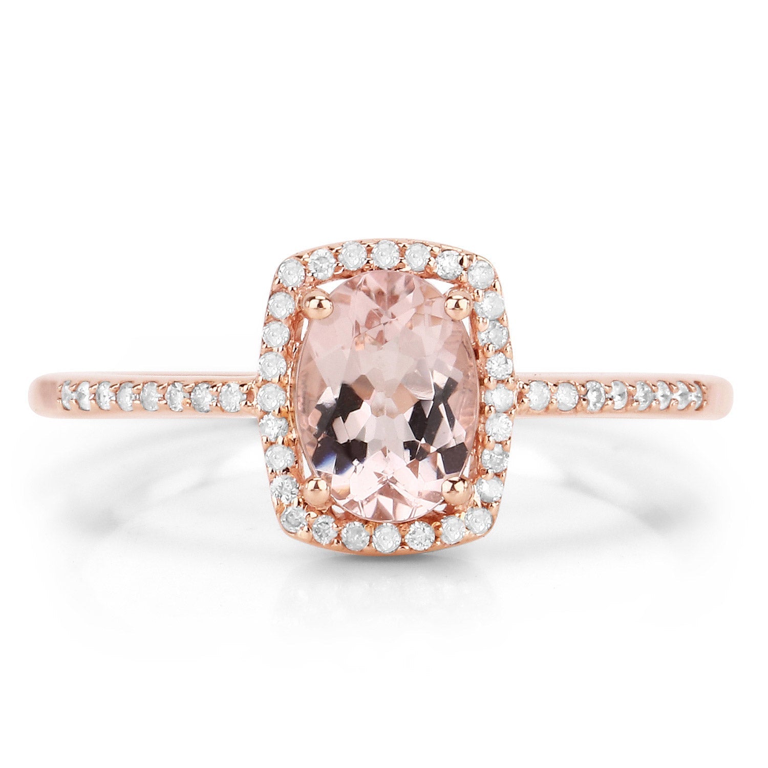 0.82 Carat Genuine Morganite and White Diamond 14K Rose Gold Ring Bids.com