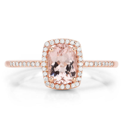 0.82 Carat Genuine Morganite and White Diamond 14K Rose Gold Ring Bids.com